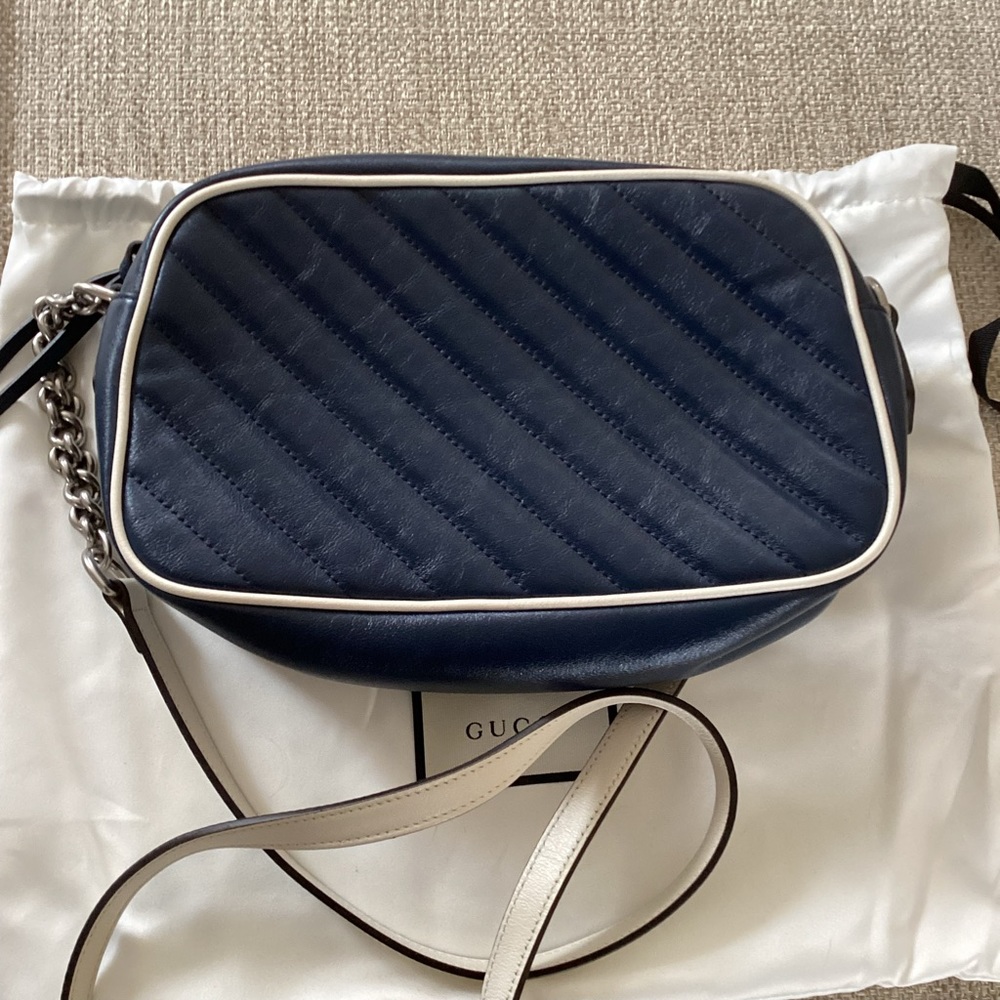 Gucci GG Marmont Camera Purse Navy leather Cross body bag and matching wallet - Picture 5 of 13